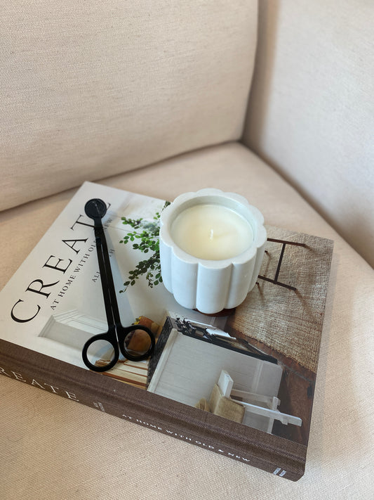 Scalloped Cement Candle